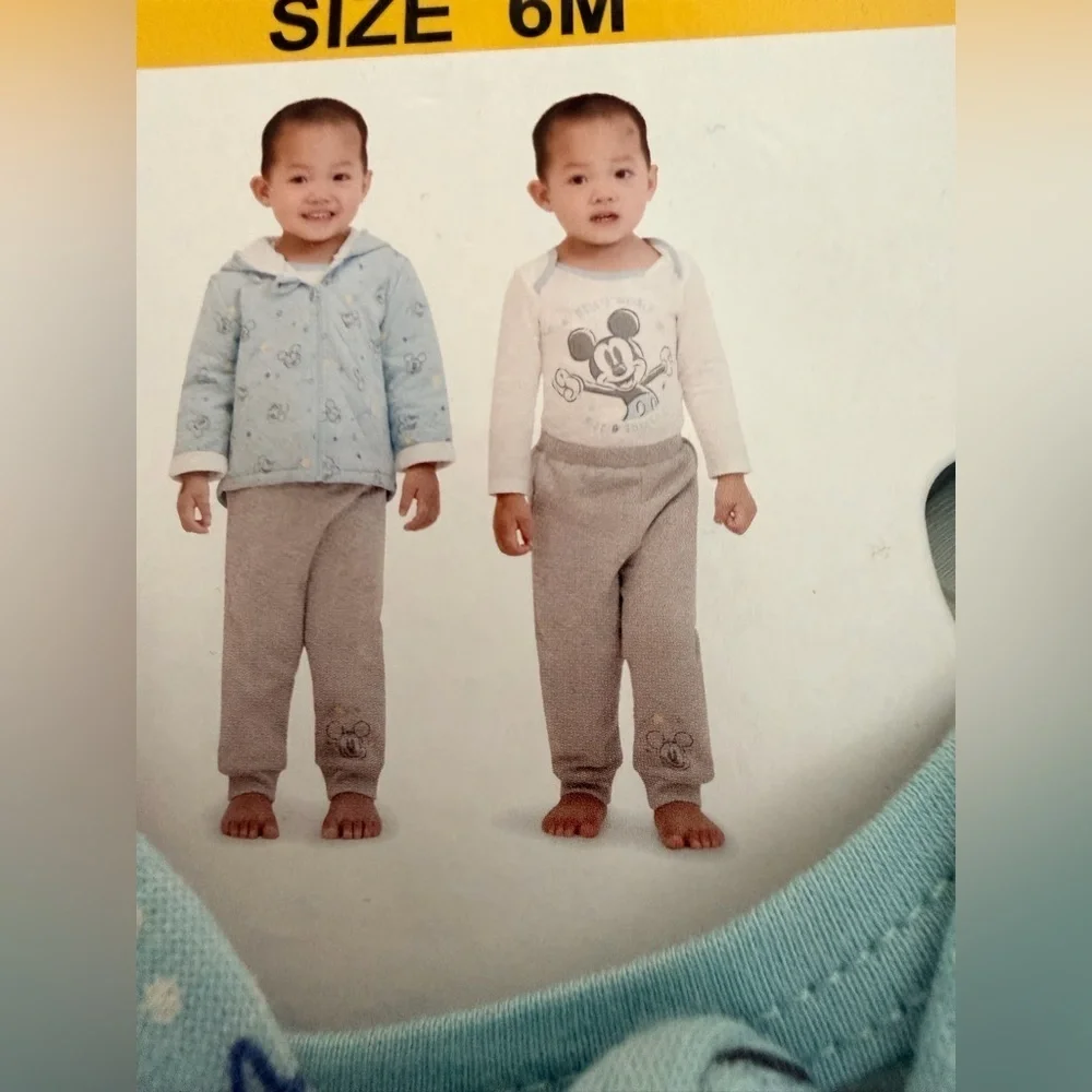 Disney Baby Snap Close Top, Sweatpants, Zippered Hoodie 3 Piece Set NWT